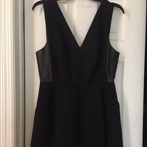 Madewell Ponte Leather Inset Black Dress